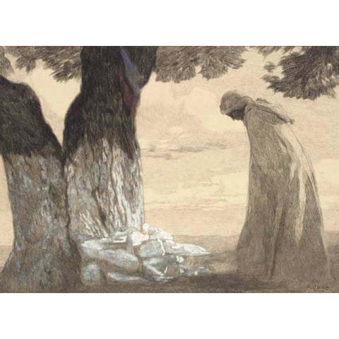Arabe en prière devant la tombe d'un marabout, Boghar 1908
